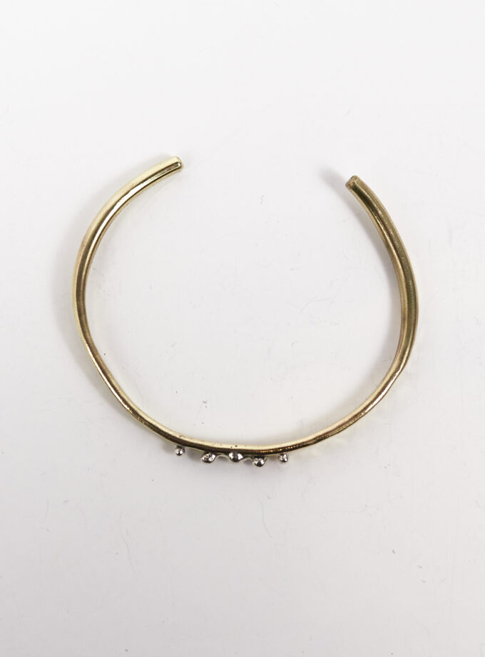 Pulsera latón 5 bolas plata