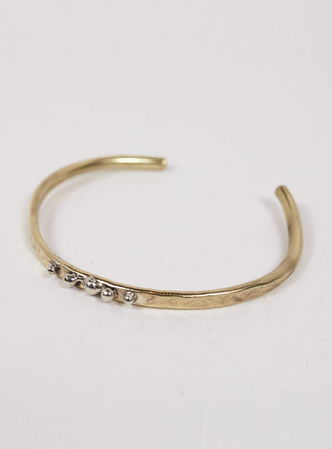 Pulsera latón 5 bolas plata